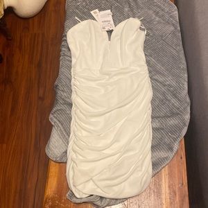 Zara Strapless gathered and roushed cream colored formal/semi formal dress SZ S